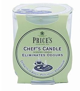 Chef's Candle Duftkerze im Glas, geruchshemmend, Basilikum, Patschuli und Geranie, blumiger Duft, 30 Stunden
