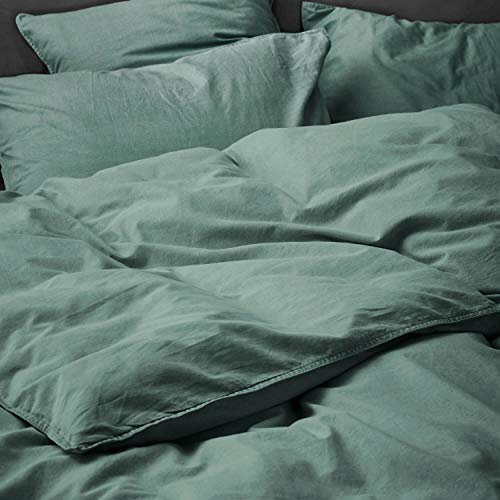 ESSENZA Bettwäsche Guy Uni Einfarbig Baumwolle Schlicht Elegant Bunt Renforcé, Größe:Zusatzkissenbezug 40x80 cm, Farbe:Grün