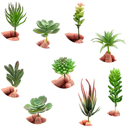 YuChiSX 9 Stück Sukkulenten Künstlich, Faux Blume Sukkulenten Gemischt Künstliche Blumen Pflanzen Decor Fake Sukkulenten Pflanzen ür Home Decor Innen Wand Garten DIY Dekorationen