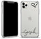 TULLUN Personalised Phone Case for iPhone 5 / 5s / SE 2016 - Custom Name & Heart Crystal Clear Hybrid Shockproof TPU Bumper & Hard Back Plate Cover - Black Corner Heart