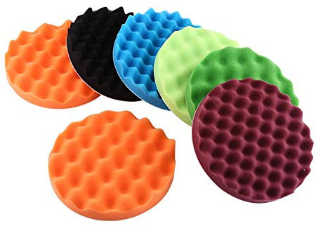 Kit de almohadillas de pulido de 7 piezas, kit de almohadilla de encerado de pulido de esponja de 8 pulgadas para taladro de pulidora de coche