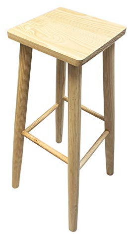 Acan Tradineur - Taburete Cuadrado Alto de Madera con Patas Redondeadas, banqueta de Barra, Bar y Cocina, 70 x 28 x 28 cm