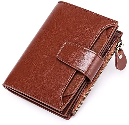 SENDEFN Portefeuille Femme Cuir Porte Monnaie Femme Fermeture Eclaire, Portefeuille et Porte Carte Femme RFID Blocage