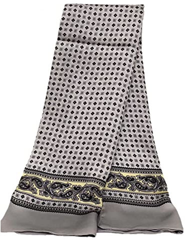 UK_Stone 100% Seide Paisley Blumen Halstuch Herren Schal (Paisley # 8 Grau)