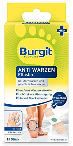 Burgit Footcare Anti Warzen Pflaster, Lindert Schmerzen, 14 Stück (1er Pack)