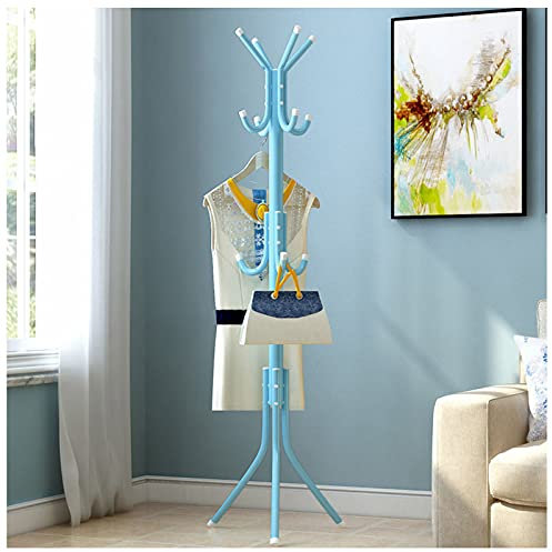 DFANCE Porte-Manteau Métal Porte Manteau Perroquet,12 Crochets, Tube en Fer,Porte-Manteaux sur Pied Montage Facile pour Couloir Salon Entrée Chambre et Bureau,Bleu
