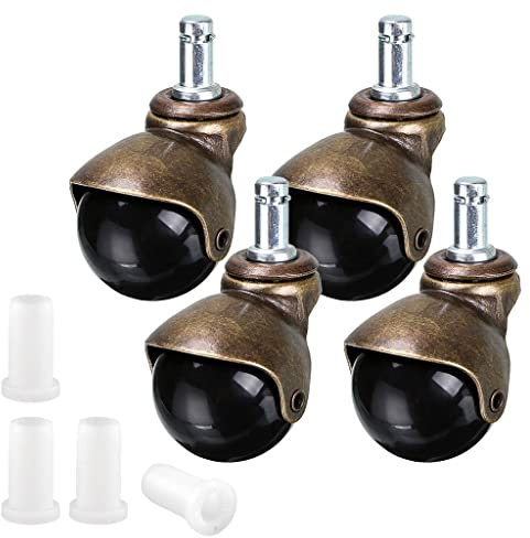 GAXQFEI 2 Griper Drehbare Möbel Kugelrollen Rolling Vintage Wheel Rollen Mit Sockel Messing Kugelrollen Für Schreibtisch Holzstuhl Kaffeeständer 4Er Pack