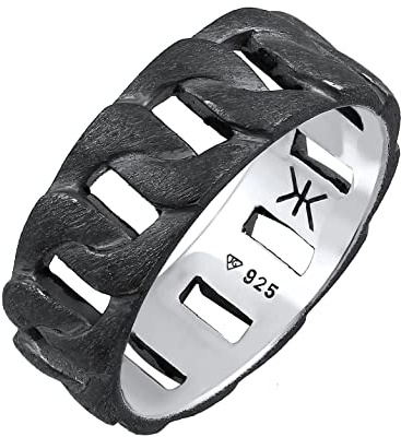 Kuzzoi Massiver Herrenring (8 mm) im Panzer Bandring Männer 925 Silber
