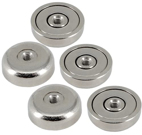 5 Stück Neodym Magnete mit Gewinde M3 Loch Bohrung 16mm Topfmagnete Extra Stark 5KG Mit Innengewinde Schraubbar Flachgreifer Magnet Rund Gewindebohrung