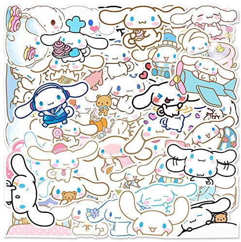 50-Pack Laptop Stickers of Big-Ear Puppy, Durable Vinyl Cartoon Decals for Water Bottle Flask Computer Guitar Hard Hat Fridge Bicycle, Cute Sticker Pack for Kids Teens Adults Fans