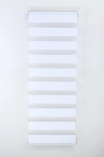 Funky Gadgets Day and Night Roller Blinds Dual Layer Fabric Zebra Blind Translucent or Blackout Vision Roller Shades No Drill Blinds Curtains for Windows and Doors White, 174W x 165H cm