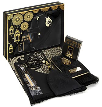 ihvan online Gebets Geschenkbox für Hajj und Umrah, Deluxe -Set für Ramadan & Eid Gift, Black/Set 3