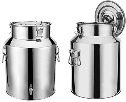 Heavy Duty Milk Can Jug - 5L/9L14L Stainless Steel Milk Churn Canister Wine Pail Bucket Bottle Transport Tank - Optional with and Without Tap/Without Spigot / 5L