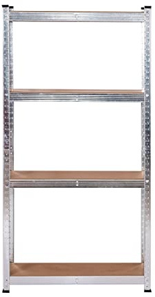 Catter House Regal aus Metall, verzinkt, im Set MAX Pro, 60 x 30 x 148 cm, mit 4 verstellbaren Böden, belastbar bis 240 kg, Grau und Holz, für den privaten und professionellen Gebrauch