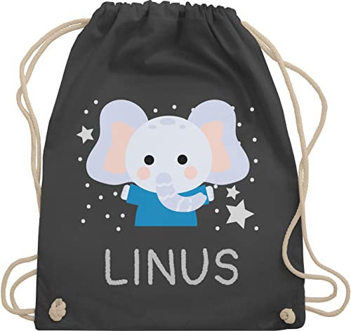 Turnbeutel Rucksack - Elefant Kinder - Unisize - Dunkelgrau - kindergarten tasche elephant name rucksäcke junge stoffsackerl beutel zugbeutel für sporttasche jungen turnsack stofftasche