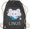 Turnbeutel Rucksack - Elefant Kinder - Unisize - Dunkelgrau - kindergarten tasche elephant name rucksäcke junge stoffsackerl beutel zugbeutel für sporttasche jungen turnsack stofftasche