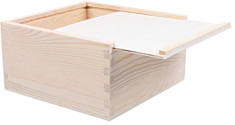Gadpiparty Quadratische Holzkiste Mit Schiebedeckel 14.7X14.6X7.6Cm Holz Geschenkbox Schmuckkasten Für Armband Ringe Und Geschenk Aufbewahrung Zur Geburtstagsfeier Und Hochzeit