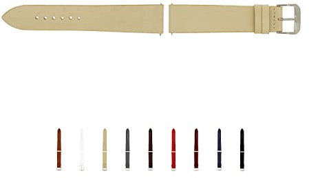 SELVA Uhrenarmband, 14-24 mm, Leder, zum Wechseln, Ersatzarmband für Smartwatch, Made in Germany, Größe:20 mm, Farbe:Sand mit silberner Schließe