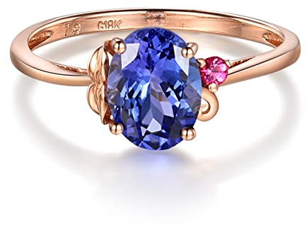 Eheringe Frauen Gold 18 Karat, Ring Echt Gold mit Steinen Verlobung Größe 66 (21.0) Tansanit Schmuck Echt6x8mm