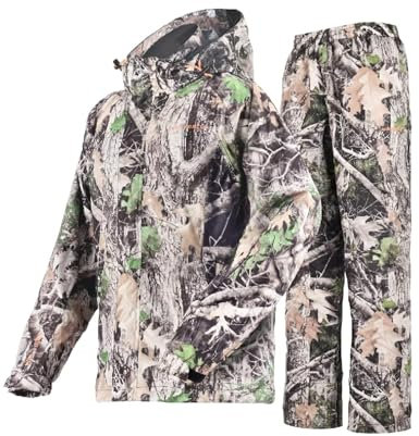 Acme Projects Regenanzug (Jacke + Hose), 100% wasserdicht, atmungsaktiv, versiegelte Nähte, 10.000 mm/3000 g, YKK-Reißverschluss, Camouflage, L