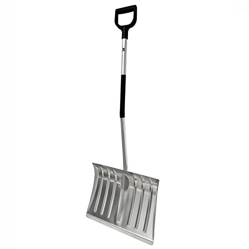 BAUSTER® Schneeschaufel mit ergonomischem Griff Schneeräumer für kleine und große Schneemengen Aluminiumschaufel und Stiel Robust Schaufel für den Haushalt
