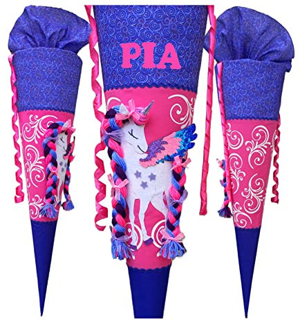 Schultüte Einhorn,passend zum Step by Step Colorful Unicorn,für Mädchen,genäht,mit Name versehen
