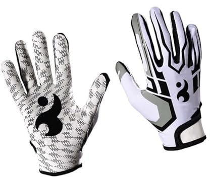 VGEBY Guanti da Calcio, Guanti Sportivi Traspiranti Antiscivolo per Intere per Baseball Football Americano (L)