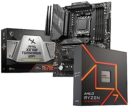 NGTEK AMD Ryzen 7 7700X 8-Core, 16-Thread Unlocked Desktop Processor Bundle With MSI MAG X670E TOMAHAWK WIFI ATX Motherboard