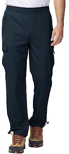 YSENTO Herren Wanderhose Outdoorhose Trekkinghose Sommer Leichte Atmungsaktiv Schnell Trockend Funktionshose Wasserdicht(Marine,L)