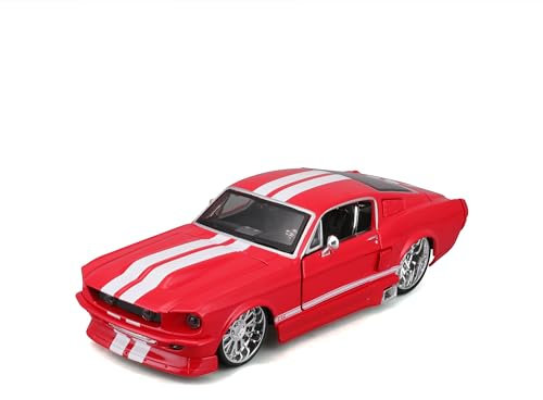 Maisto Ford Mustang GT (1967): Modellauto im Maßstab 1:24, Türen beweglich, rot (531094R)