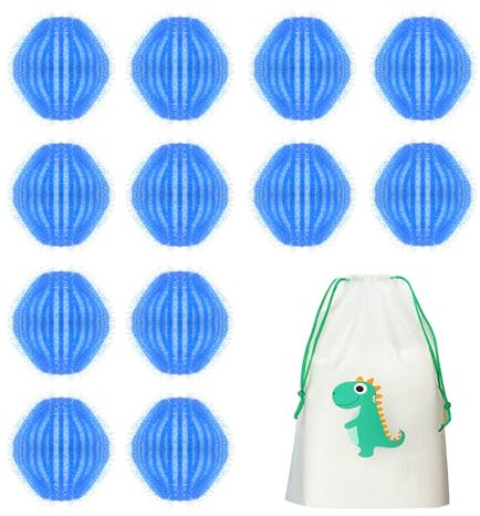 12 Wäschebälle zur Haarentfernung mit Aufbewahrungsbeuteln, Waschmaschine zur Tierhaarentfernung, wiederverwendbare Tierhaarentfernungsmaschine, geeignet für Waschmaschinen (blau)