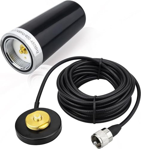 Lonlonty NMO Dual Band Auto Mobilfunk Antenne VHF/UHF PL259 mit Magnetfuß RG58/U Koaxial 136-174MHz 400-480MHz PL259 Stecker für Yaesu Autoradios