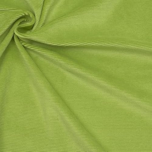 STOFFKONTOR Feincord Jersey Stoff - Meterware, Farbe Lind-Grün - zum Nähen von Bekleidung, Kissen, Dekorationen uvm.