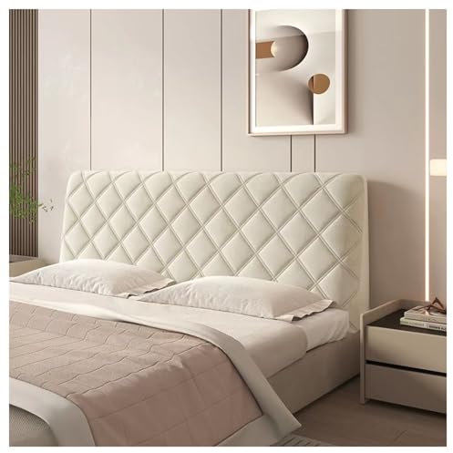 GOFOHIMI Verdickter, gesteppter Kopfteilbezug, weicher Stretch-Bett-Kopfteil-Schonbezug, universeller kurzer, staubdichter Plüschschutz in voller Größe für die Schlafzimmerdekoration,Weiß,200cm