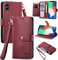 VEEMOS Zipper Wallet Case for Apple iPhone X/iPhone Xs Phone Case with Purse Card Holders RFID Blocking Leather Flip Case Book Cover Wrist Strap Women - Red