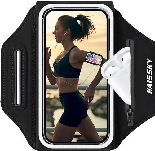 Razobws Brazalete Movil Running Soporte de Teléfono para Correr de 6.8 Pulgadas con Bolsa para Auriculares, Porta Armband Phone Arm Strap Band Case para iPhone 15 14 13 12 Pro MAX Galaxy S24 S23 Ultra