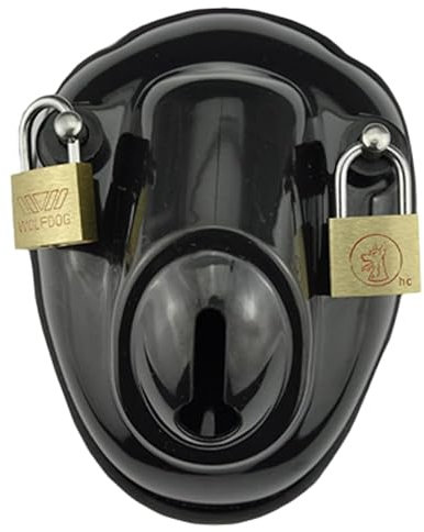Vielretude Männer Schüssel Keuschheitskäfig mit 2 Schloss Keuschheitsgürtel Extrem BDSM Bondage Device Chastity Cage Sexspielzeug (Schwarz)