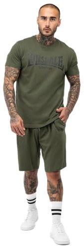 Lonsdale Herren T-Shirt & Shorts Set MOY normale Passform, Olive/Black, XXL