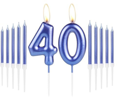 Royal Blue Happy 40th Birthday Candles Set, Number 40 Candle, Party Cake Toppers for Girl Boy Women Men, Birthday Decorations, Wedding Anniversary