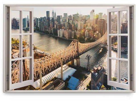 Paul Sinus Wandbild 120x80cm Fensterbild New York Brooklyn Bridge Skyline Megacity