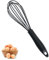 Batidor de huevos, batidor de alambre de silicona, batidor manual de huevos, batidor de globos, sin BPA, para hornear, cocinar, batir, mezclar, batir (negro)