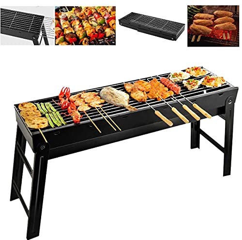 BBQ Outdoor-Grill, Holzkohlegrill, Edelstahl, klappbar, Tischplatte, Outdoor-Raucher, tragbar, leicht zu transportieren, für Picknick, Garten, Terrasse, Camping, Reisen, Strand, Event