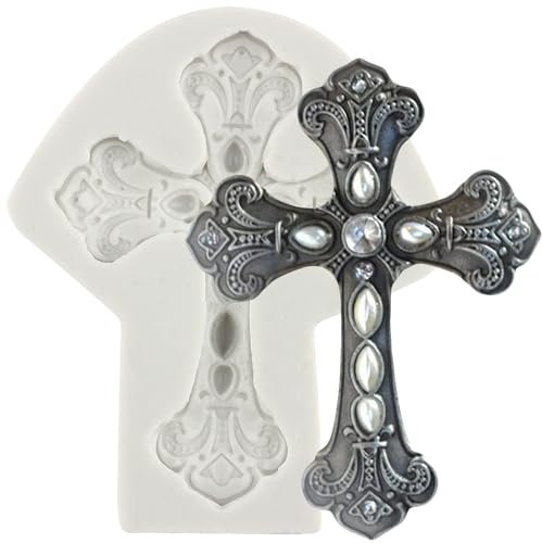 MINFEIDMS Decorazioni per torte battesimali a forma di croce stampo per torta battesimo decorazione cupcake topper pasta di gomma cioccolato caramelle argilla polimerica