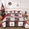 WONGS BEDDING Tagesdecke 240x260 Weihnachts Bettüberwurf Rotes Schwarz Patchwork Doppelseite Wohndecke Schneeflocke Weihnachte Überdecke für Schlafzimmer Stepp Decke mit 2 Kissenbezüge 50x75cm