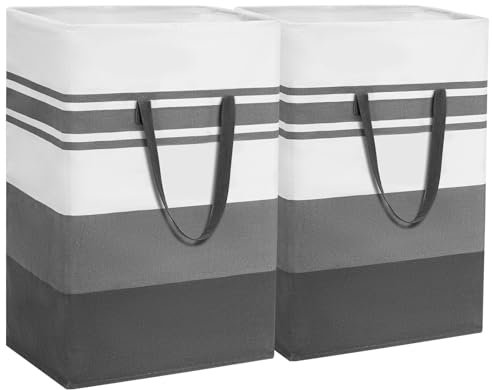 2 Pezzi Cesto Portabiancheria Sporca 75L, Cestino Biancheria Sporca, Cestino Panni Sporchi,Cesto Panni Sporchi Pieghevole con Maniglie Estese per Riporre Vestiti,per bagno, soggiorno 60x40x34cm