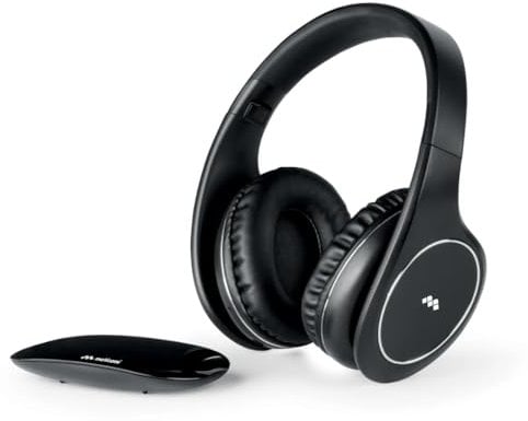 Meliconi Digital Smart, Cuffie Radiofrequenza 863 MHz, Cuffie Wireless TV Ergonomiche,Base USB Compatta e Batteria Duratura,2 Canali di Trasmissione,Anche con Cavo AUX e Ingresso Digitale Toslink
