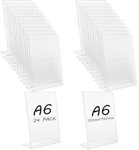 MIVIDE 24 Stück A6 Tischaufsteller, 150 x 100mm Transparente Tischaufsteller aus Acryl, Ständer Aufsteller A6 für Restaurants, Menüs, Hotel, Cafe