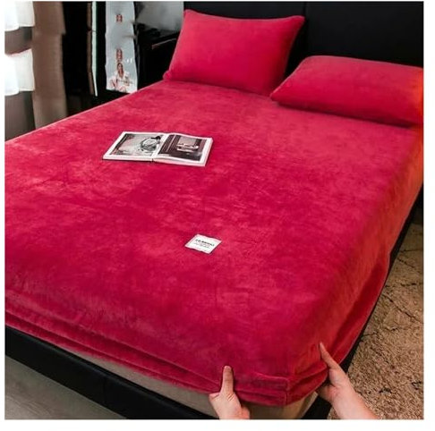 Zhi Ben Bettdecken-Sets, weiche, warme Luxus-Bettwäsche, Plüsch-Spannbetttuch, elastischer Matratzenbezug, flauschige Korallen-Fleece-Bettwäsche, Winterpaar, D, 90 x 200 x 10 cm, 1 Stück
