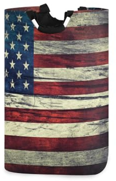 Wäschekorb, Vintage, USA-Flagge, zusammenklappbar, mit Griff, Badezimmer-Aufbewahrung, Wäschesack für Kleidung, Hundespielzeug, Handtuch, Schlafzimmer, Waschküche
