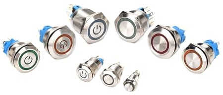 12 16 19 22mm Waterproof Metal Push Button Switch LED Light Momentary Latching Car Engine Power Switch 5V 12V 24V 220V Red Blue(12MM_3-8V(5V6V))